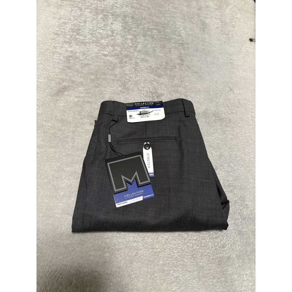 Collection by Michael Strahan Gray Stretch Dress Pants Men's 38x32 Wool Blend